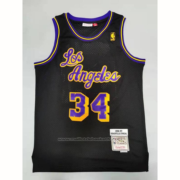 Maillot Los Angeles Lakers Shaquille O'neal #34 Mitchell & Ness 1996-97 Noir